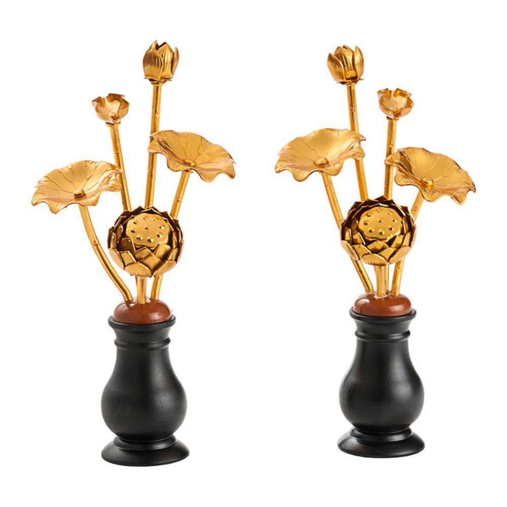 新品 常花 仏花 常花セット お盆用品 蓮花 はすはな 仏具 ロータス 蓮 花びん付き 花立付き 左右一対 2個セット 金メッキ 金色蓮華 枯れない 仏壇 仏具 仏前 法事 法要 お盆 命日 飾り お彼岸 お花 お供え