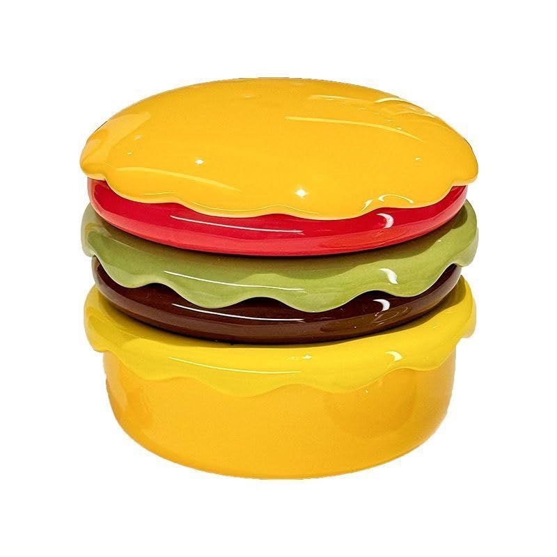 新品 ハンバーガー型ボウルとプレートセット 食器セット 小皿 小鉢セット パーティー ホーム かわいい おしゃれ ベ磁器 カラバリ 食洗機 レンジOK (黄色)