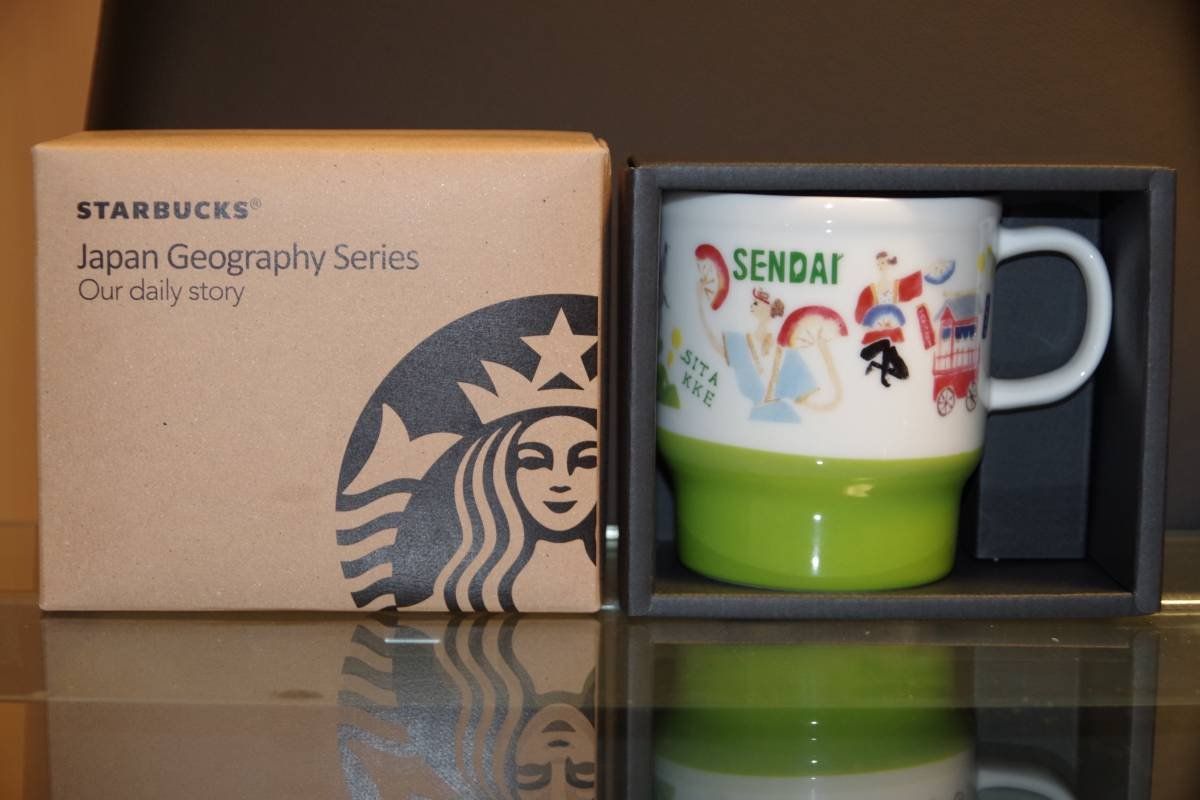 新品 STARBUCKS スターバックス スタバ 日本限定 宮城限定のマグカップ リニューアルデザイン 和 和風 AOBA 伊達政宗 宮城 仙台 sendai 地域限定 ご当地限定 白 ホワイト 緑 グリーン マグ コップ 陶器 355ml
