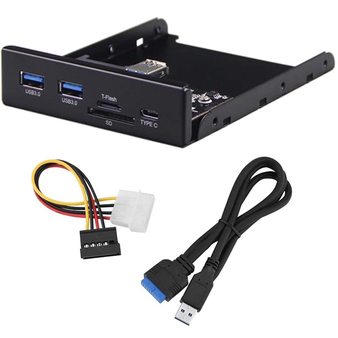 新品 3.5インチフロントパネル 多機能 Type C / USB3.0 / TF SD/デスクトップフロッピードライブのUSB3.0外部インターフェイスを拡張して【多機能 Type C * 1 + USB3.0 * 2 + TFカード * 1 + SDカード