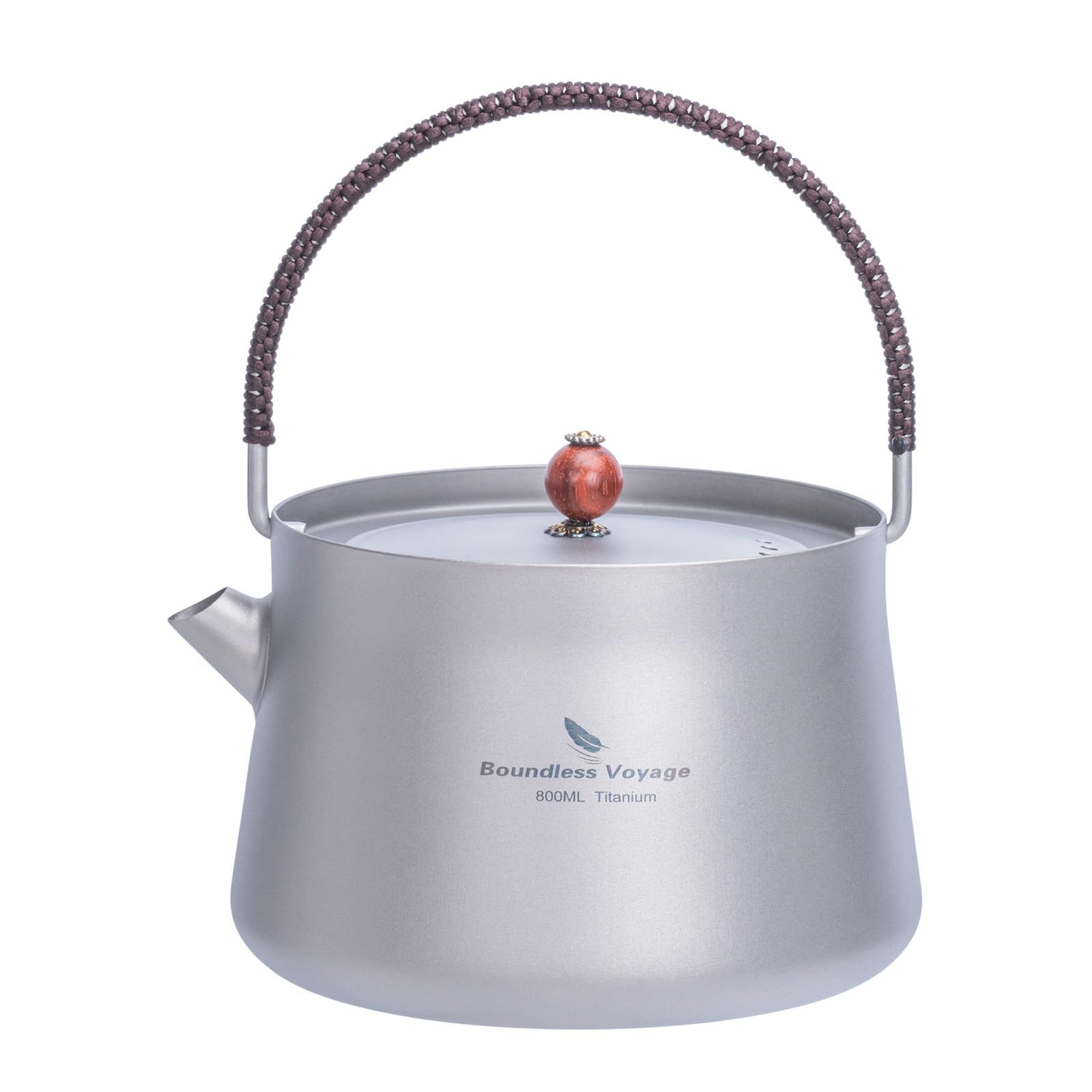 新品 Boundless Voyage チタン急須 800ml ティーポット 直火対応 超軽量 錆びない 取っ手編み アウトドア キャンプ やかん ケトル Ti3094D