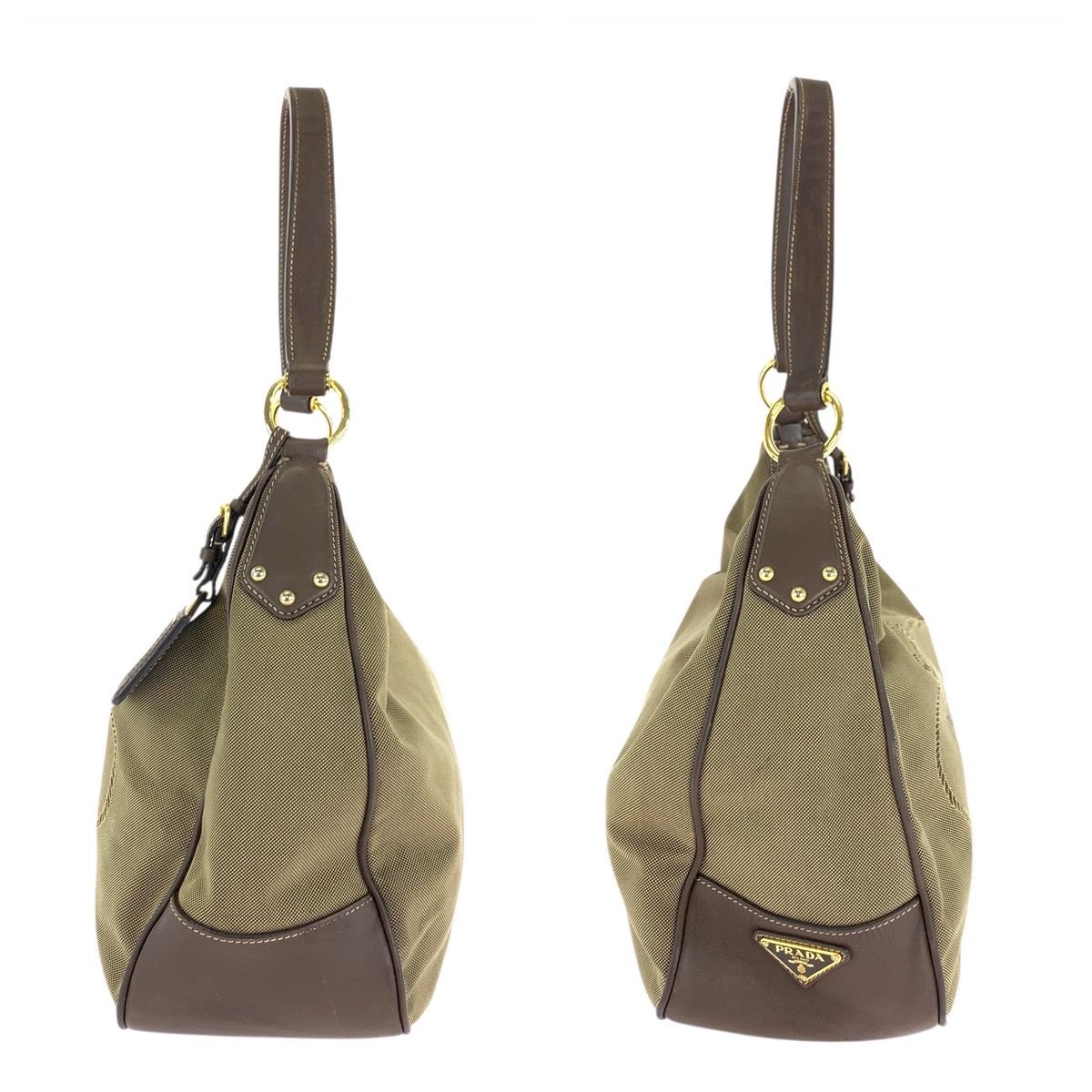 美品 PRADA プラダ ロゴジャガード ブラウン ゴールド金具 キャンバス