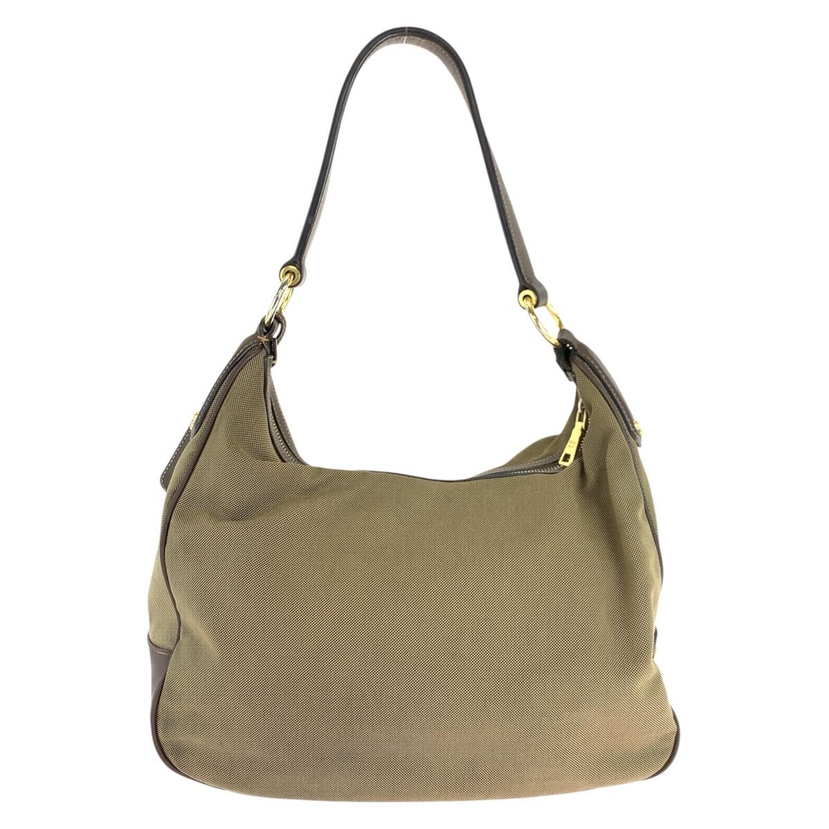 美品 PRADA プラダ ロゴジャガード ブラウン ゴールド金具 キャンバス /レザー ホーボー ショルダーバッグ レディース 502663 【中古】 美品 PRADA プラダ ロゴジャガード ブラウン ゴールド金具 キャンバス