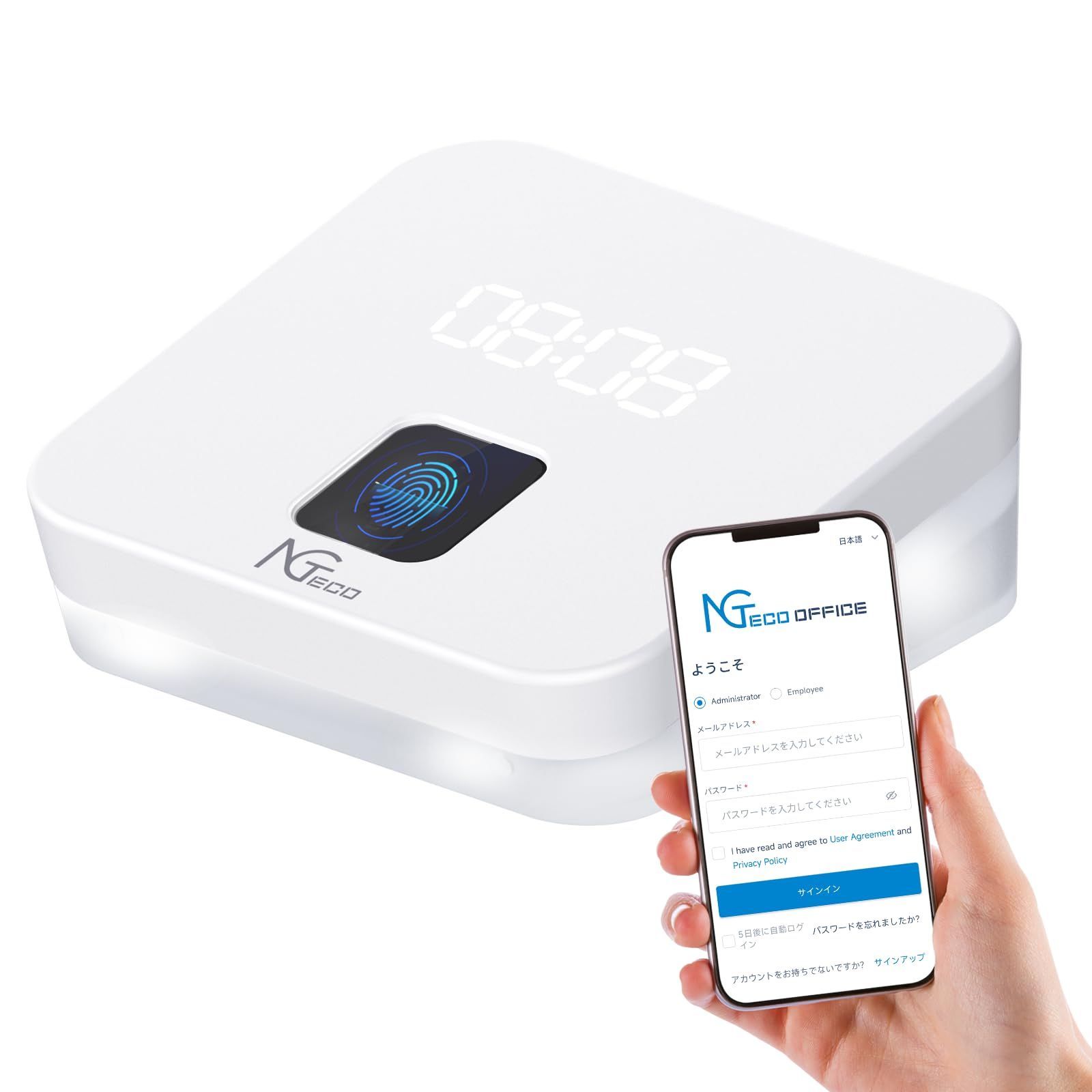 NGTeco タイムレコーダー｜指紋認証 クラウド勤怠管理｜小規模事業者向け｜2.4GHz WiFi対応｜不正打刻防止｜日本語対応APP|WEB管理｜月額料金なし TC4so 6719d97d