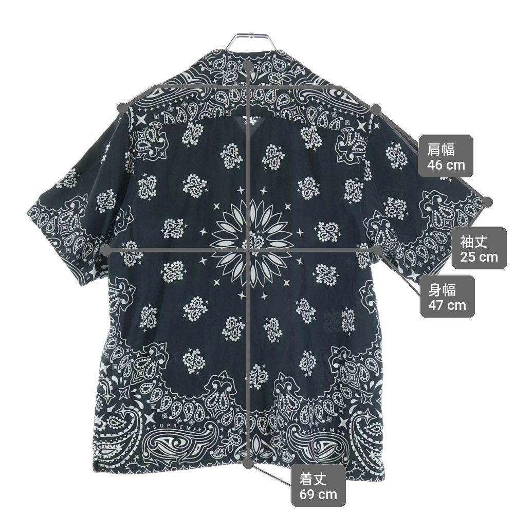 SUPREME シュプリーム 21SS Bandana Silk Shirt バンダナ総柄シルク半袖シャツ ブラック SUPREME (シュプリーム) 21SS Bandana Silk Shirt バンダナ柄 シルク