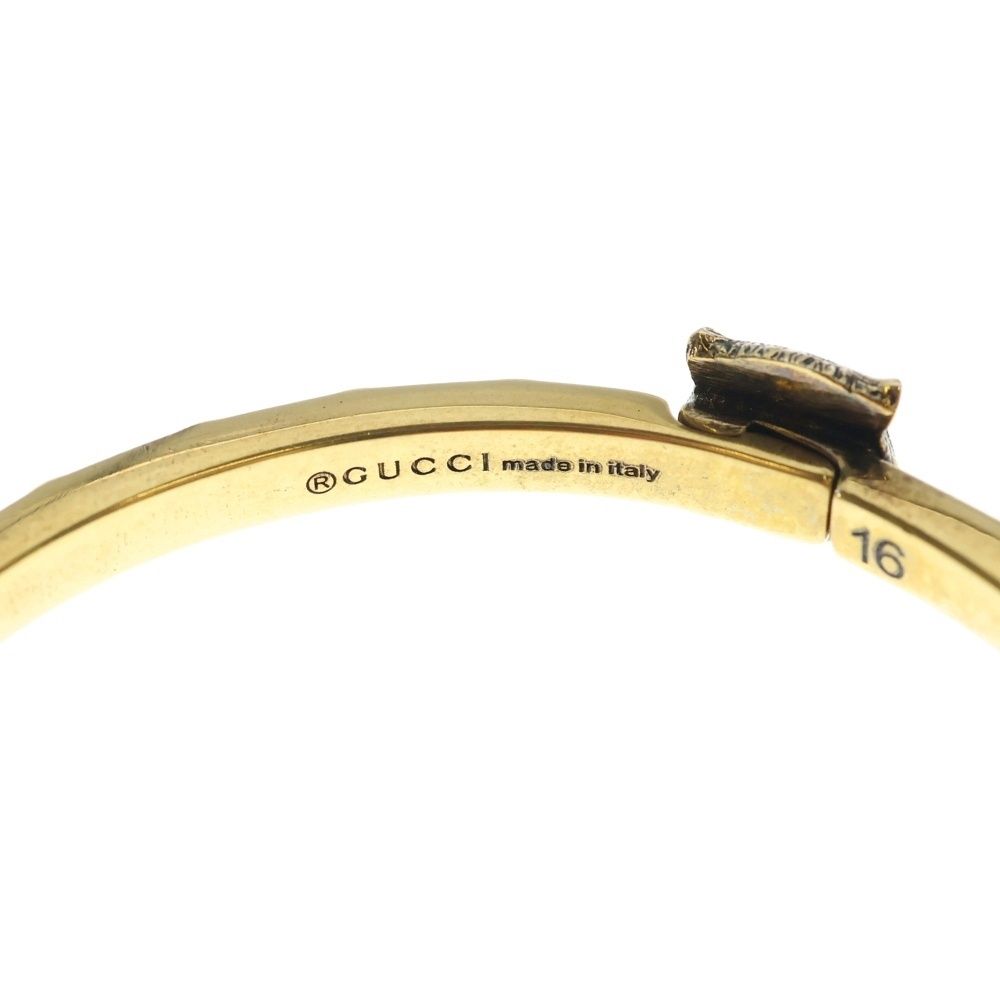 GUCCI (グッチ) キャットヘッド バングル ブレスレット ゴールド 16c