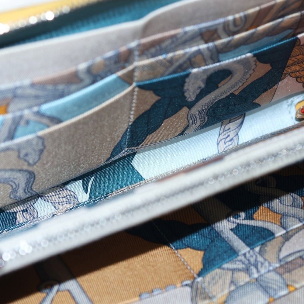 HERMES エルメス アザップロング シルクイン ロングウォレット 長財布 カードケース イエロー エプソン D刻印 シルバー金具 HERMES (エルメス) アザップロング シルクイン ロングウォレット 長