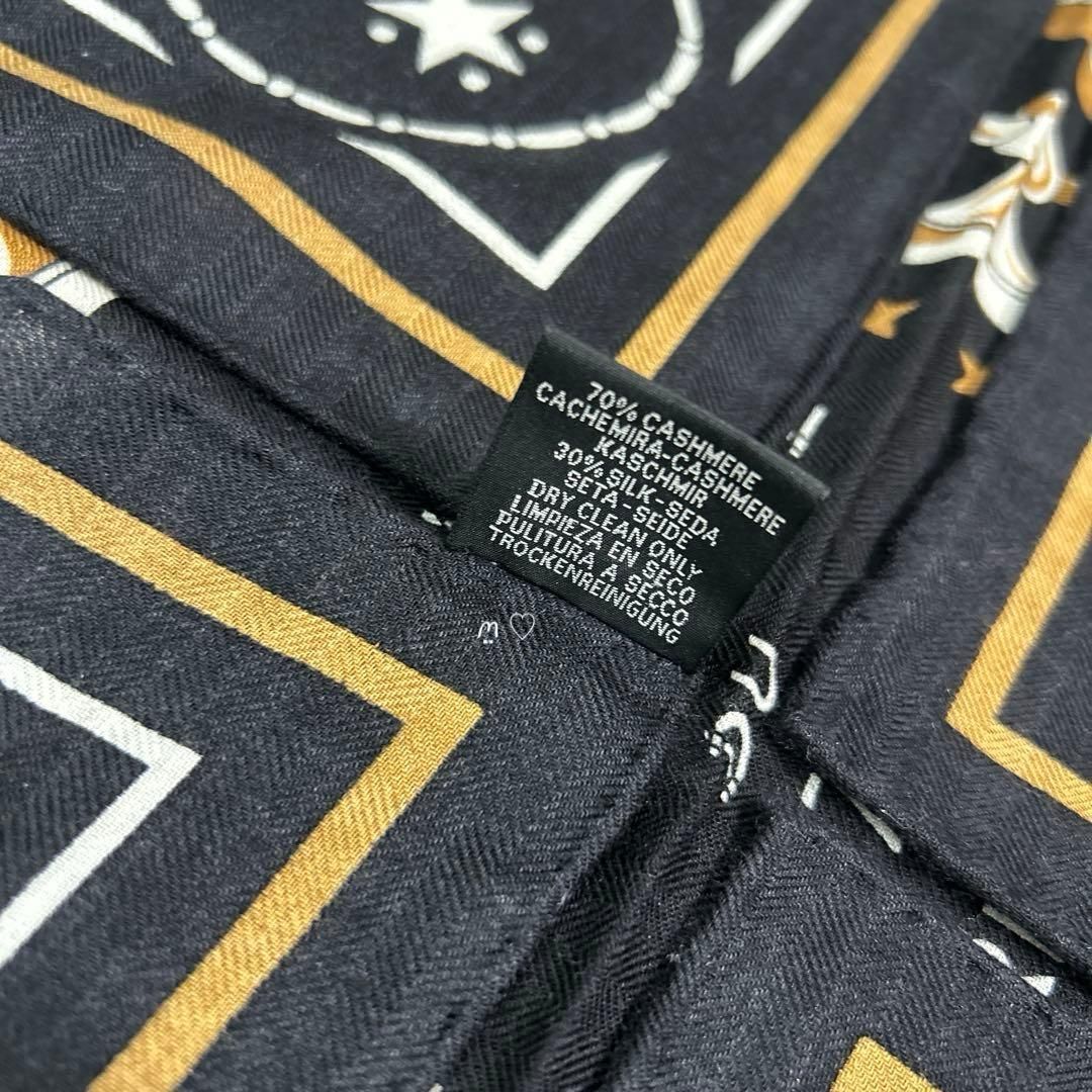 HERMESエルメス カレジェアン140 朝の散歩バンダナ カシシル 黒