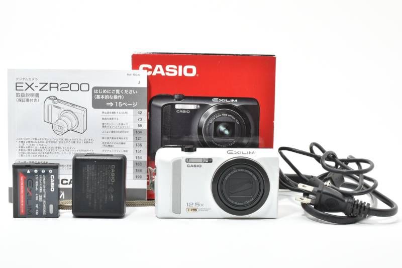 実用光学美品 箱あり】Casio カシオ EXILIM EX-ZR200 白 ホワイト 箱