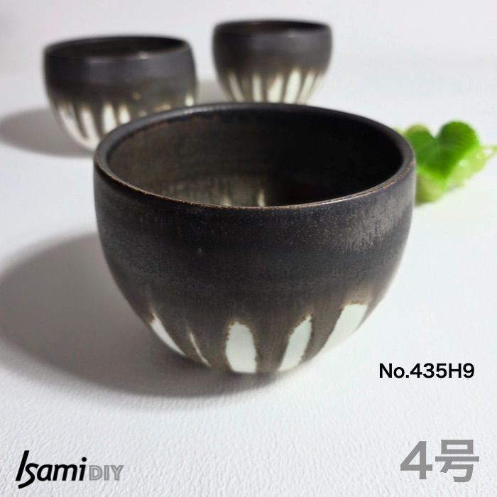 陶器作家 たれ模様 丸 植木鉢 4号サイズ 【陶芸品】新潟 作家鉢