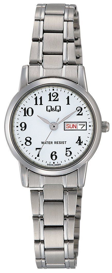 [Hot Item] Women's A207-204 White Metal Band Day Date Waterproof Analog Watch