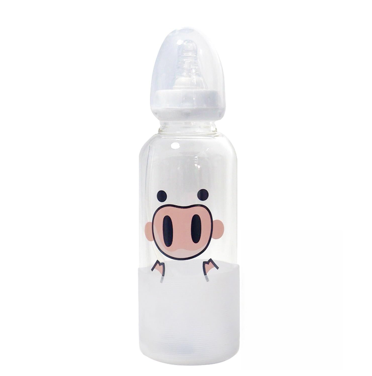 新品 CutiePlusU 大人用哺乳びん 400ML 大人向け 持ち運び便利 直飲み ビッグサイズ プリント ビッグサイズ グラス哺乳瓶 ブタの鼻