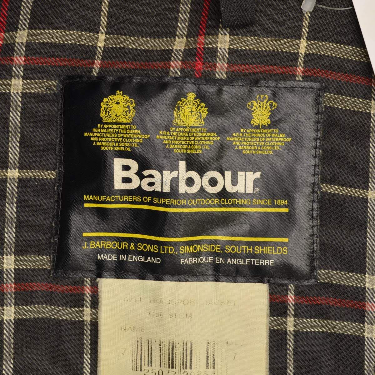 BARBOUR】3ワラント イングランド製 A211 TRANSPORT JACKET トランス