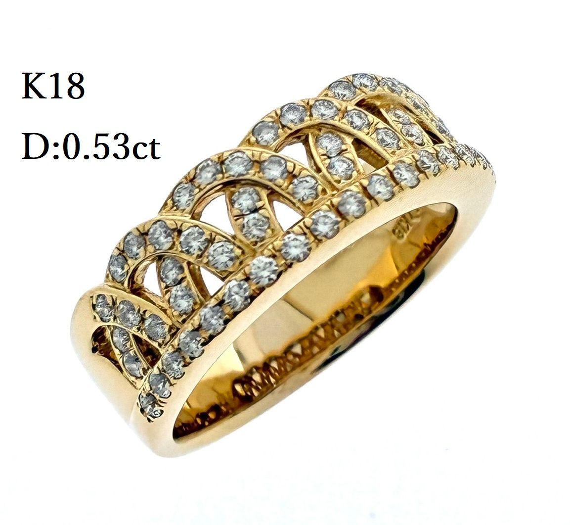 新品仕上済み 星の砂 K18 天然 ダイヤモンド リング D:0.53ct 8.29g