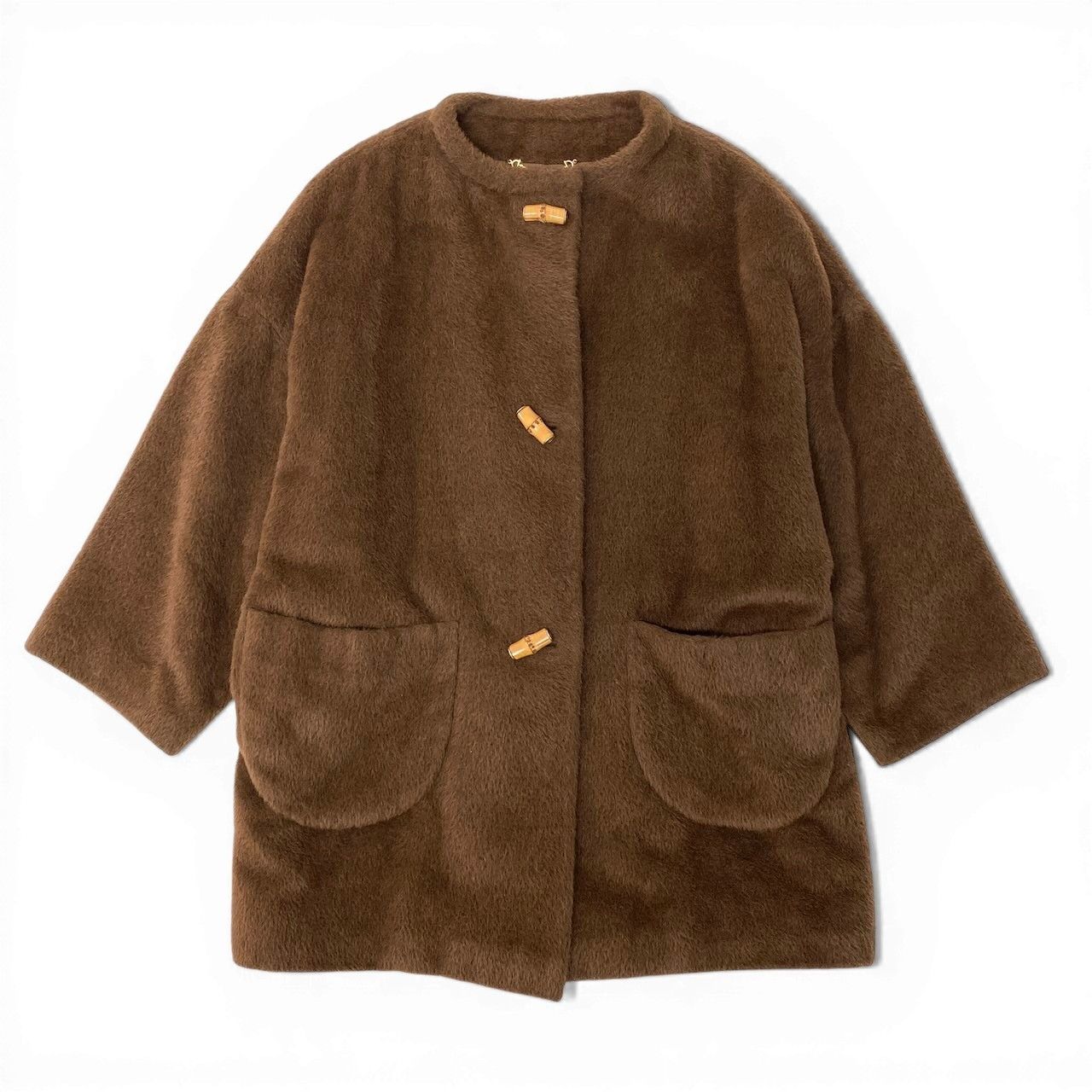 57d5 GUCCI ヴィンテージ グッチ バンブー ベビーアルパカ混 オーバー 