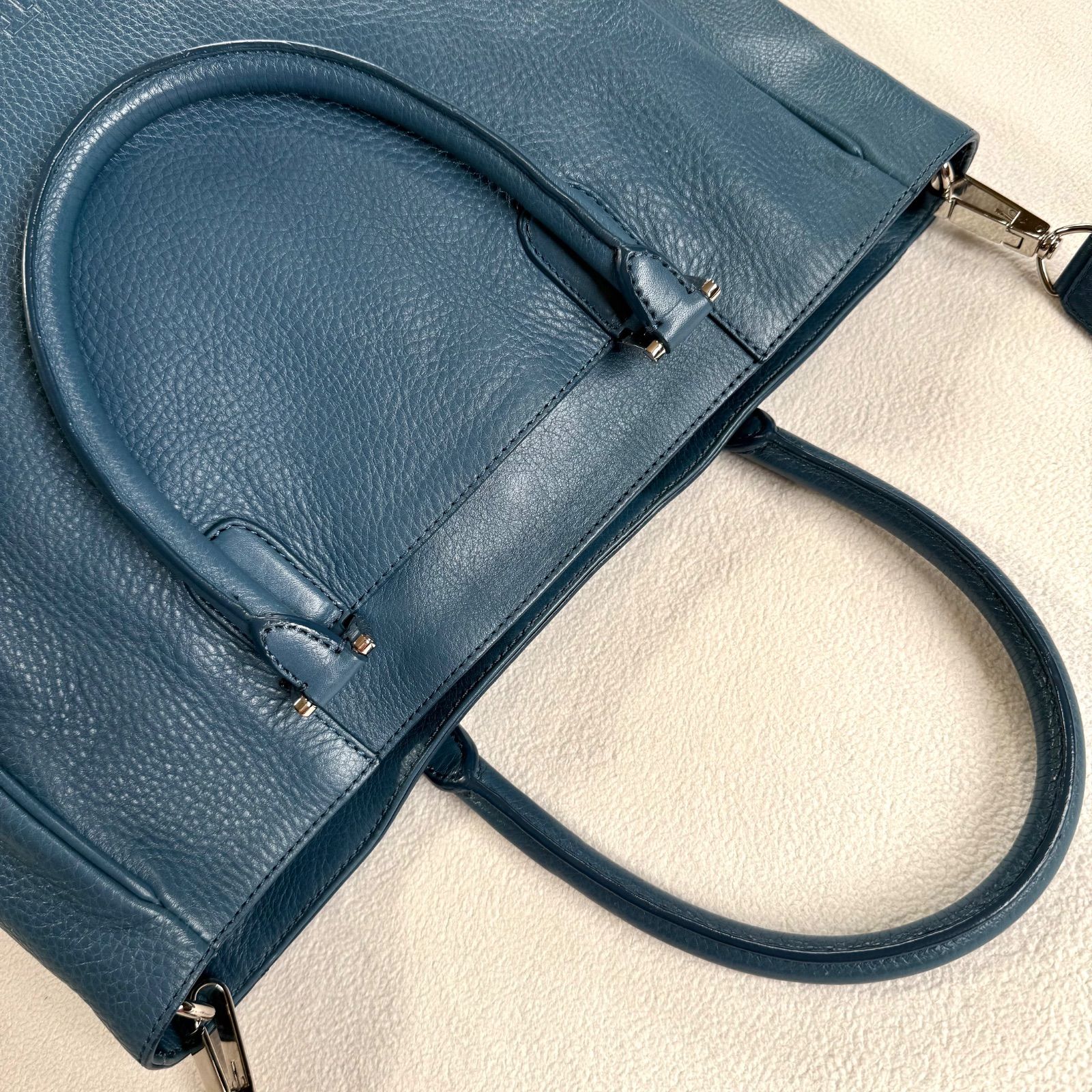 極美品未使用級・ブルー系✨ヒロフ 2way ショルダー トートバッグ 