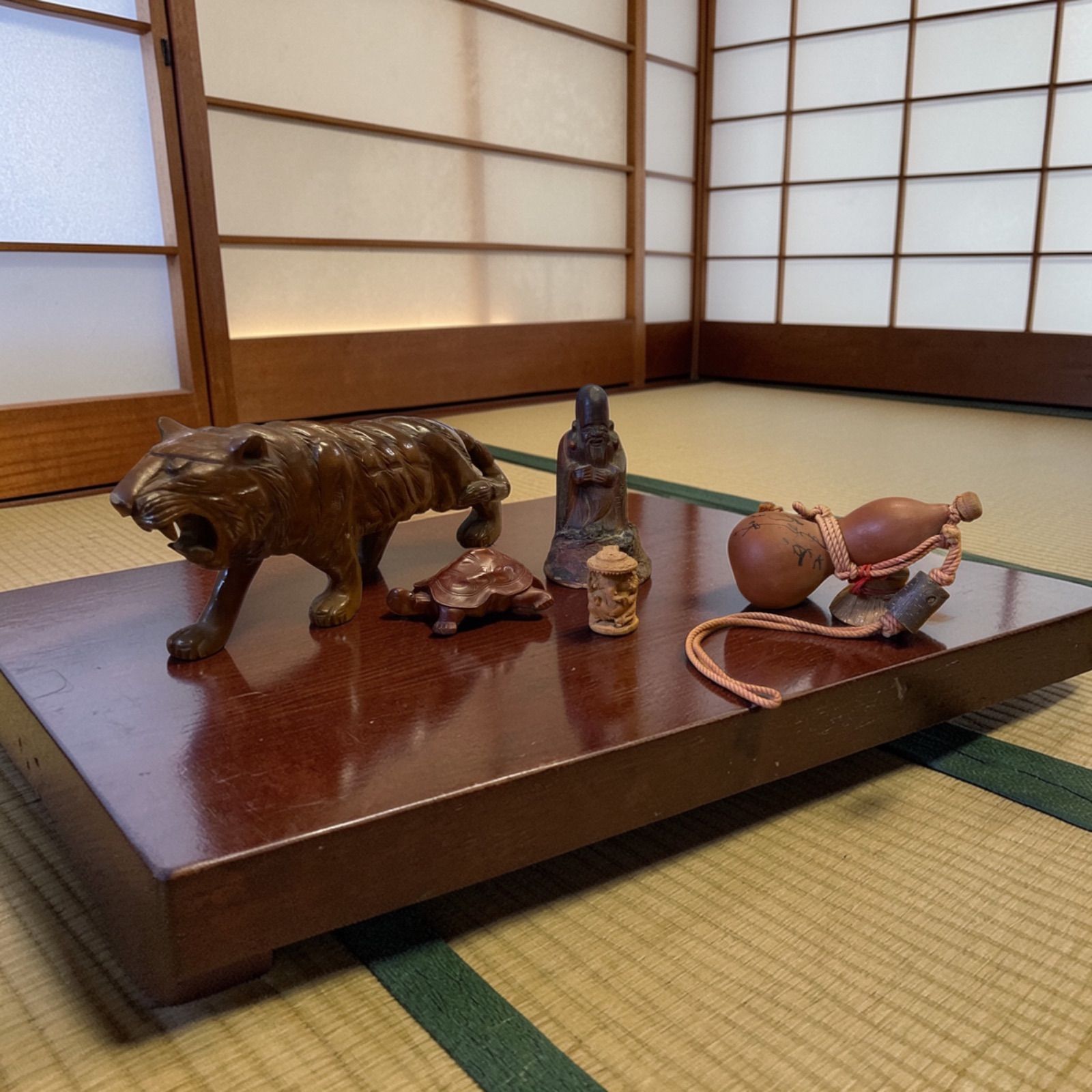 木彫り 虎 亀 瓢箪 仙人 置物 縁起物 まとめ売り 幅約3.5cm〜35cm 