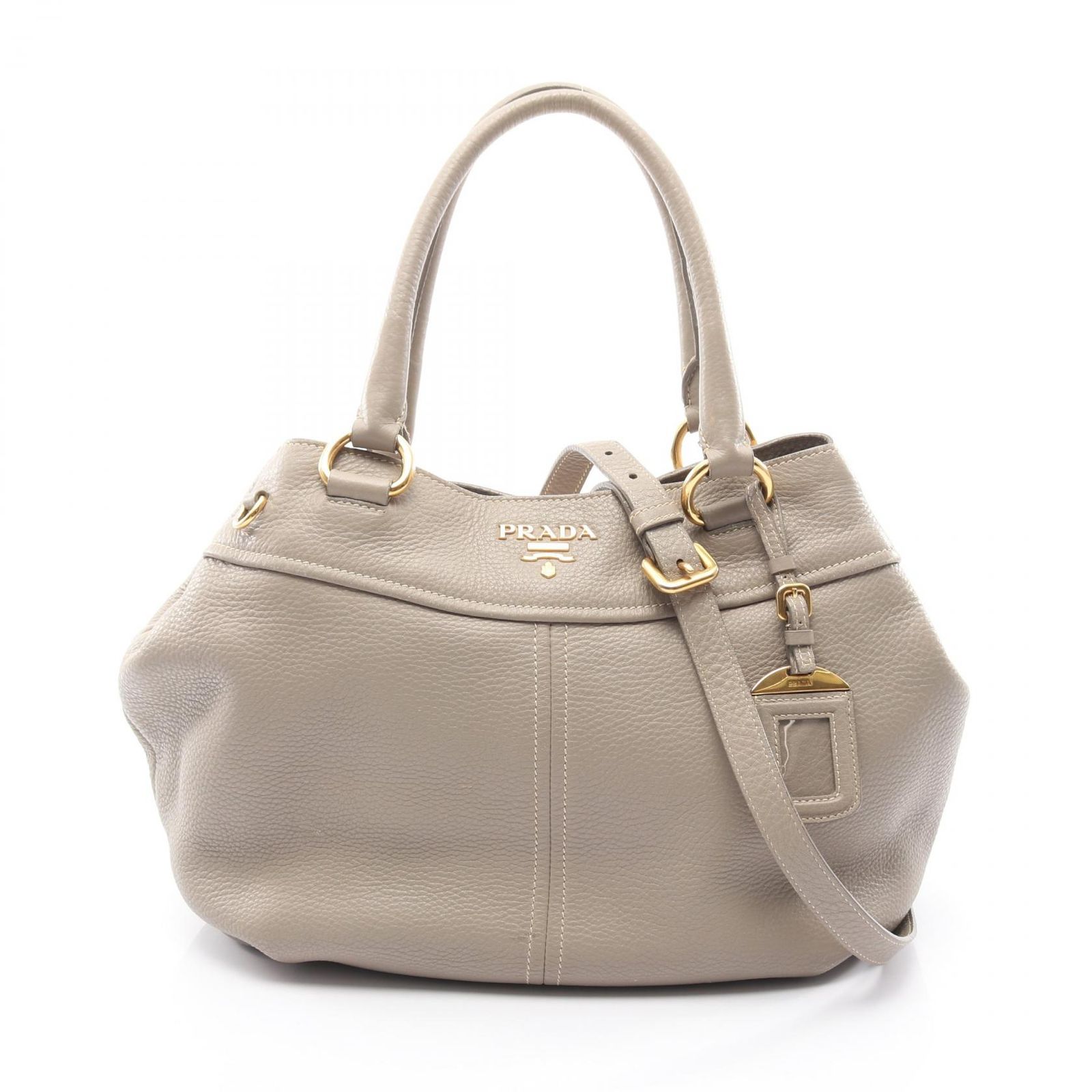 プラダ PRADA ハンドバッグ 2WAY グレージュ レザー ヴィッテロダイノ 