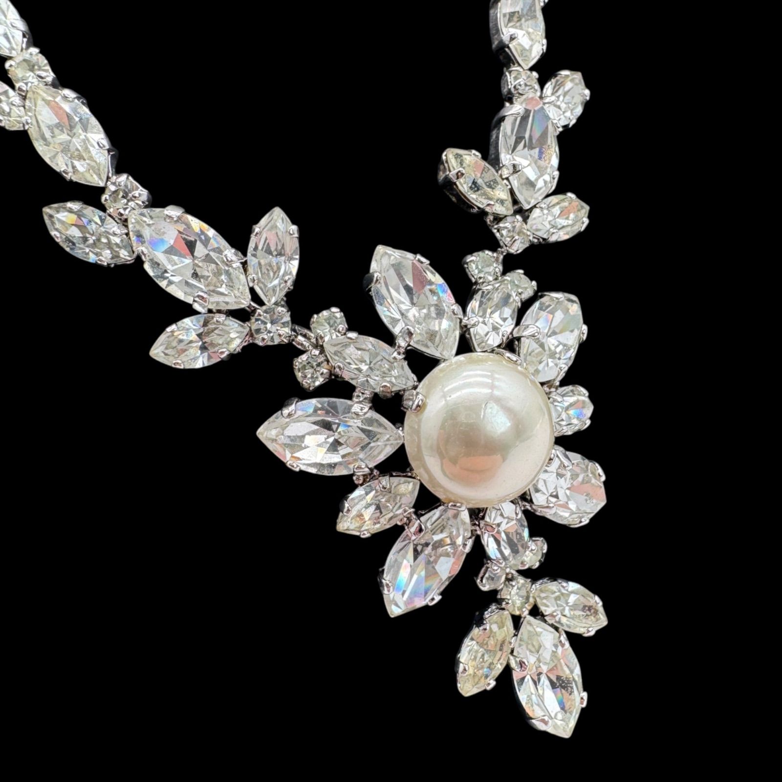 希少 DIOR クリスチャンディオール パール クリスタル ネックレス 希少 美品 Christian Dior クリスチャンディオール クリスタルガラス