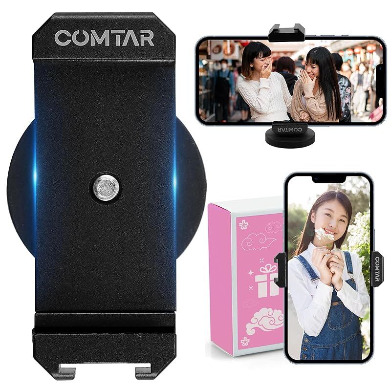 [Official] COMTAR Magnetic Smartphone Stand Magnetic Smartphone Stand for Full Body Selfies Without Tripod 360 Degree Rotation Smartphone Holder Magnet with Compact Storage Pouch for SNS (Black+Synopsys) 1