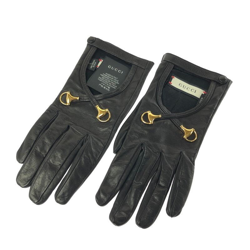 中古品】GUCCI グッチ LAMBSKIN LEATHER HORSEBIT GLOVES ラムレザー