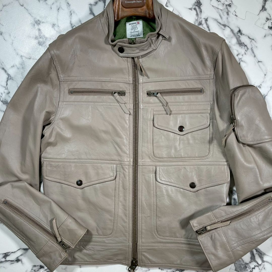 極美品/ラムレザー○291295 HOMME 羊革 シングル ライダース 