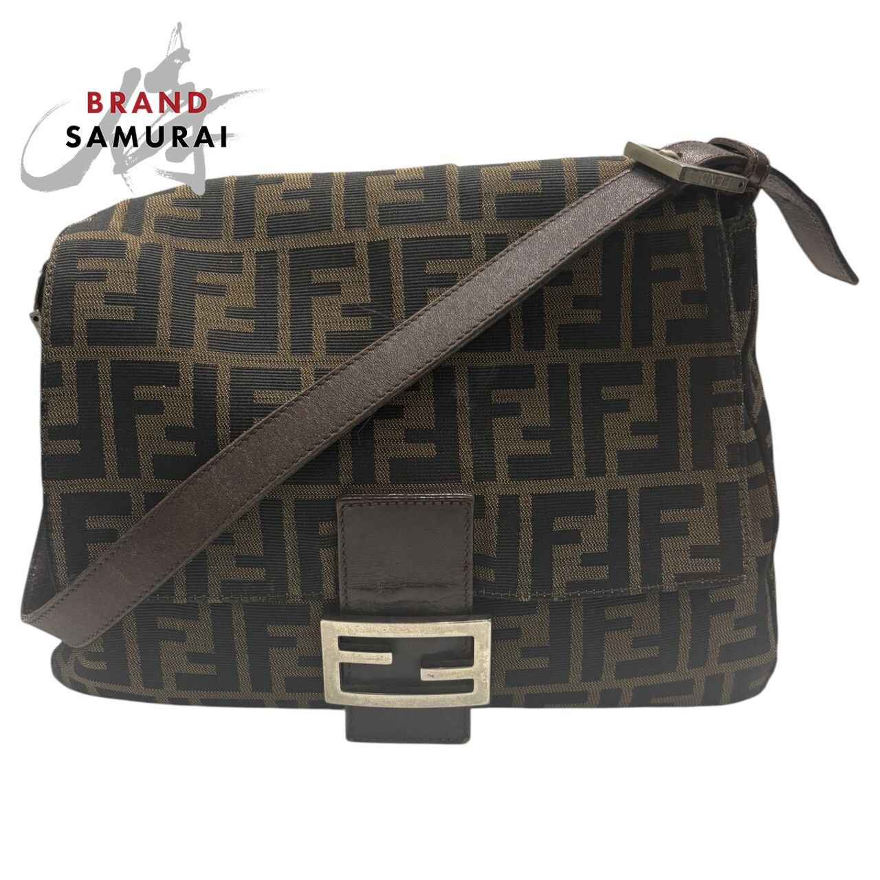 FENDI フェンディ ズッカ マンマバケット ブラウン シルバー金具 