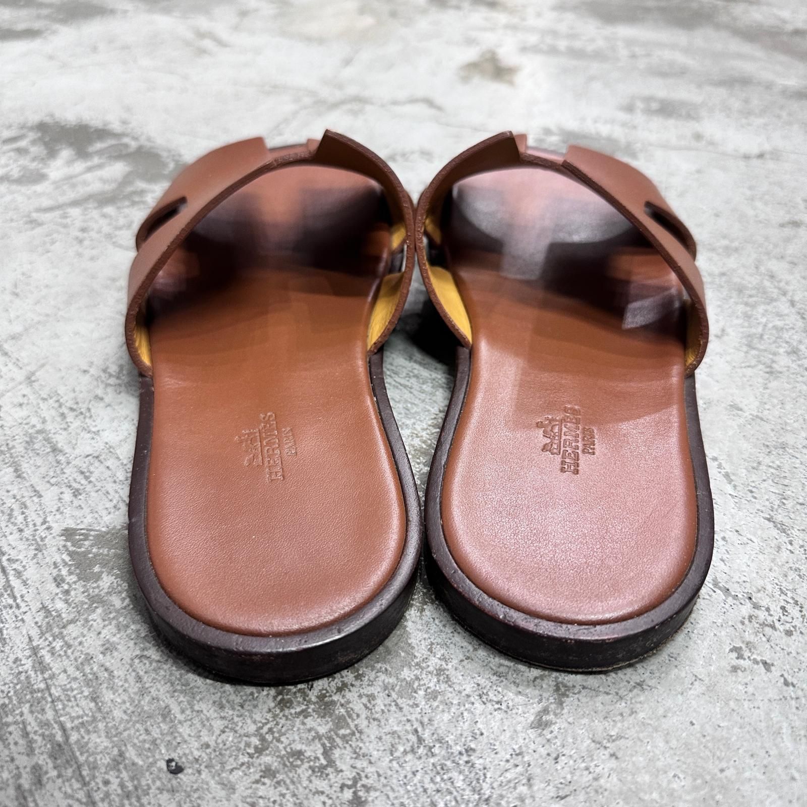 参考上代134200円 HERMES Izmir sandal イズミール レザーサンダル 