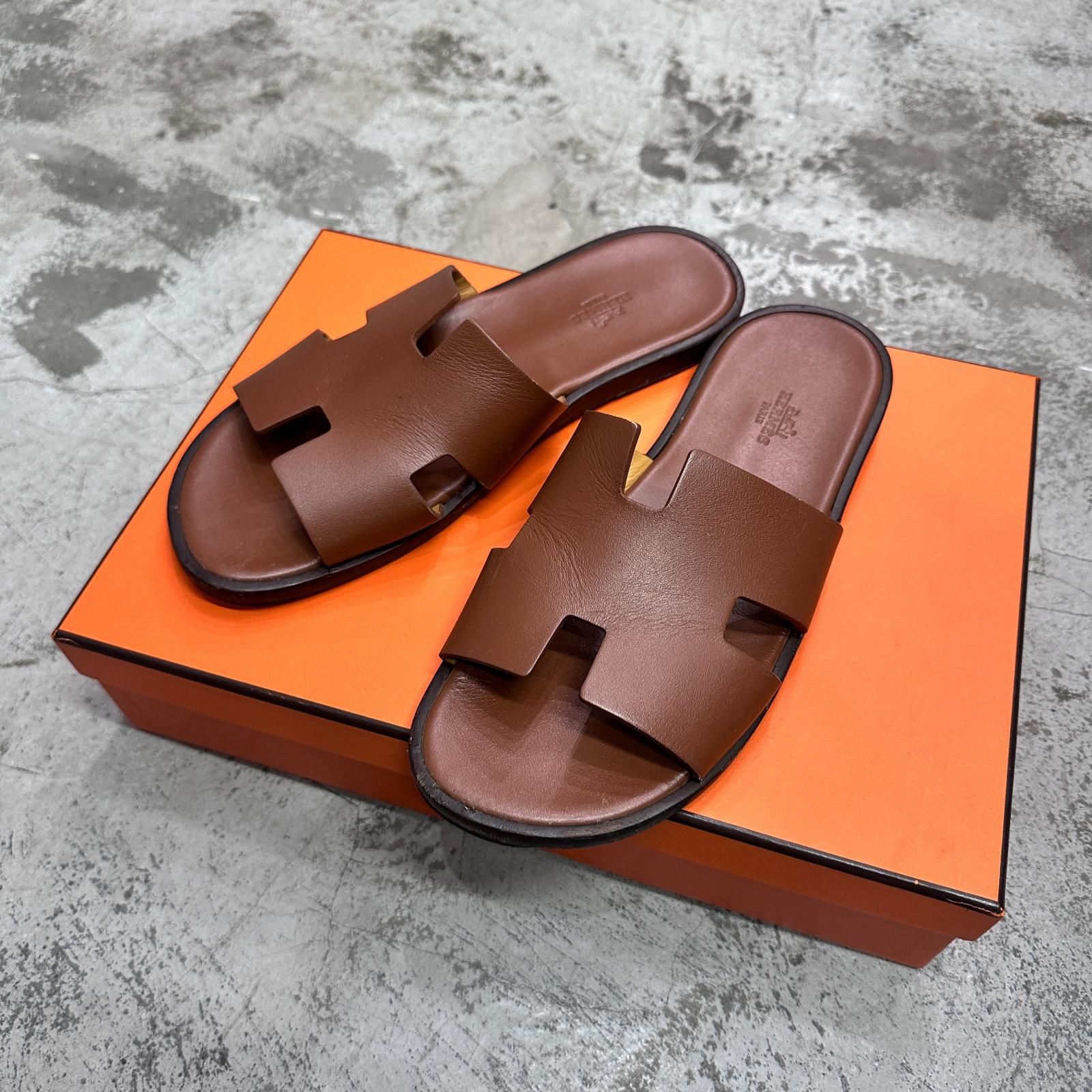 参考上代134200円 HERMES Izmir sandal イズミール レザーサンダル 