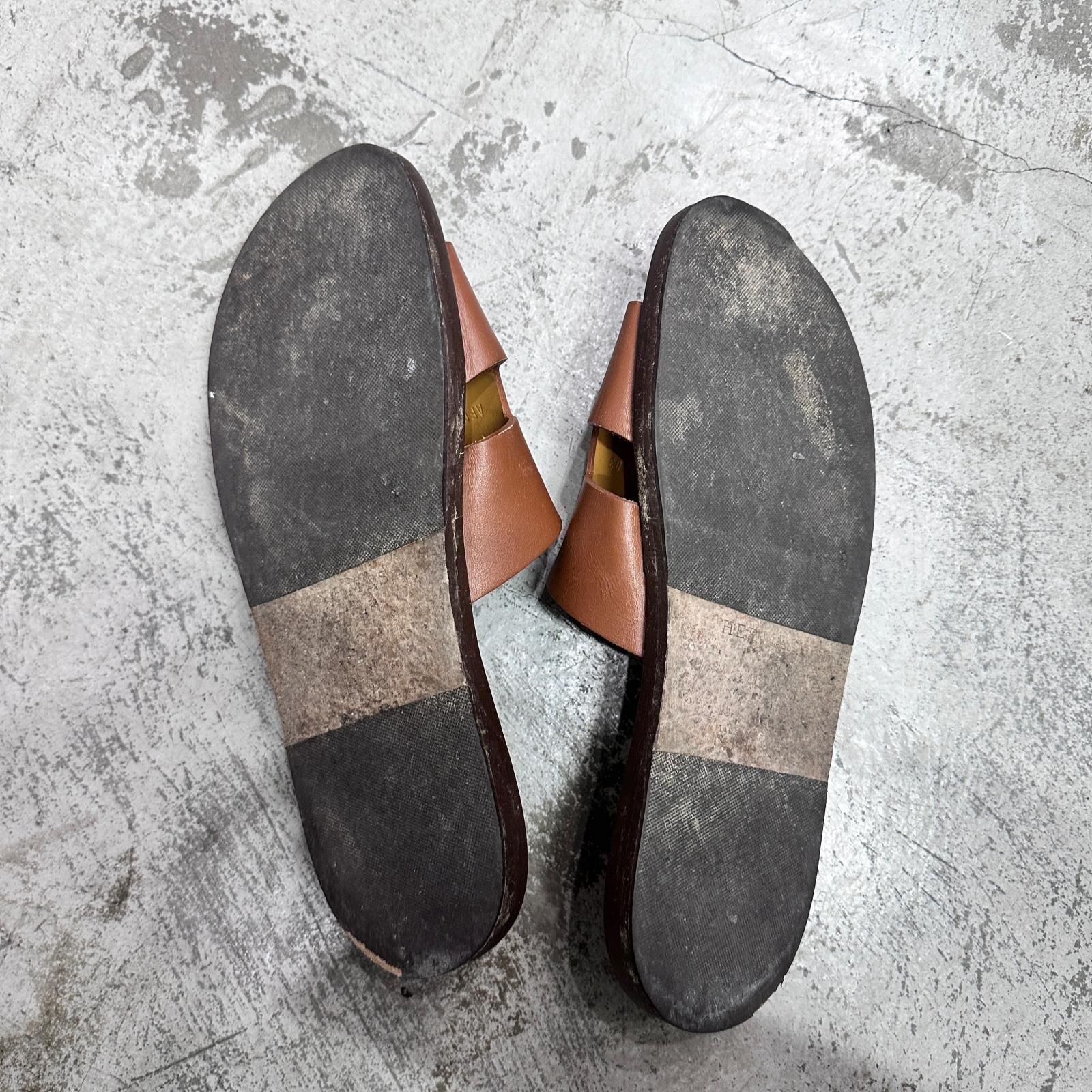 参考上代134200円 HERMES Izmir sandal イズミール レザーサンダル 