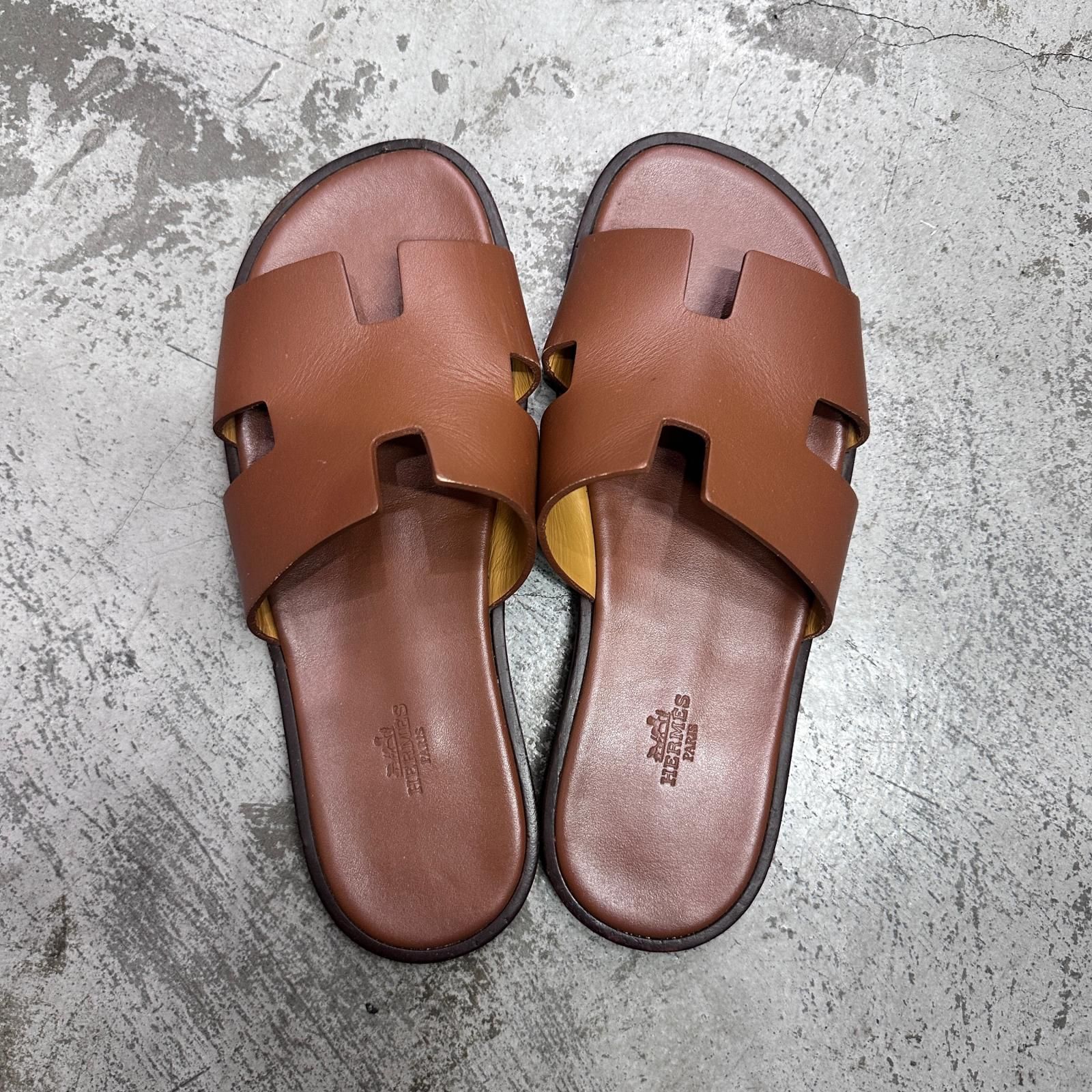 参考上代134200円 HERMES Izmir sandal イズミール レザーサンダル 