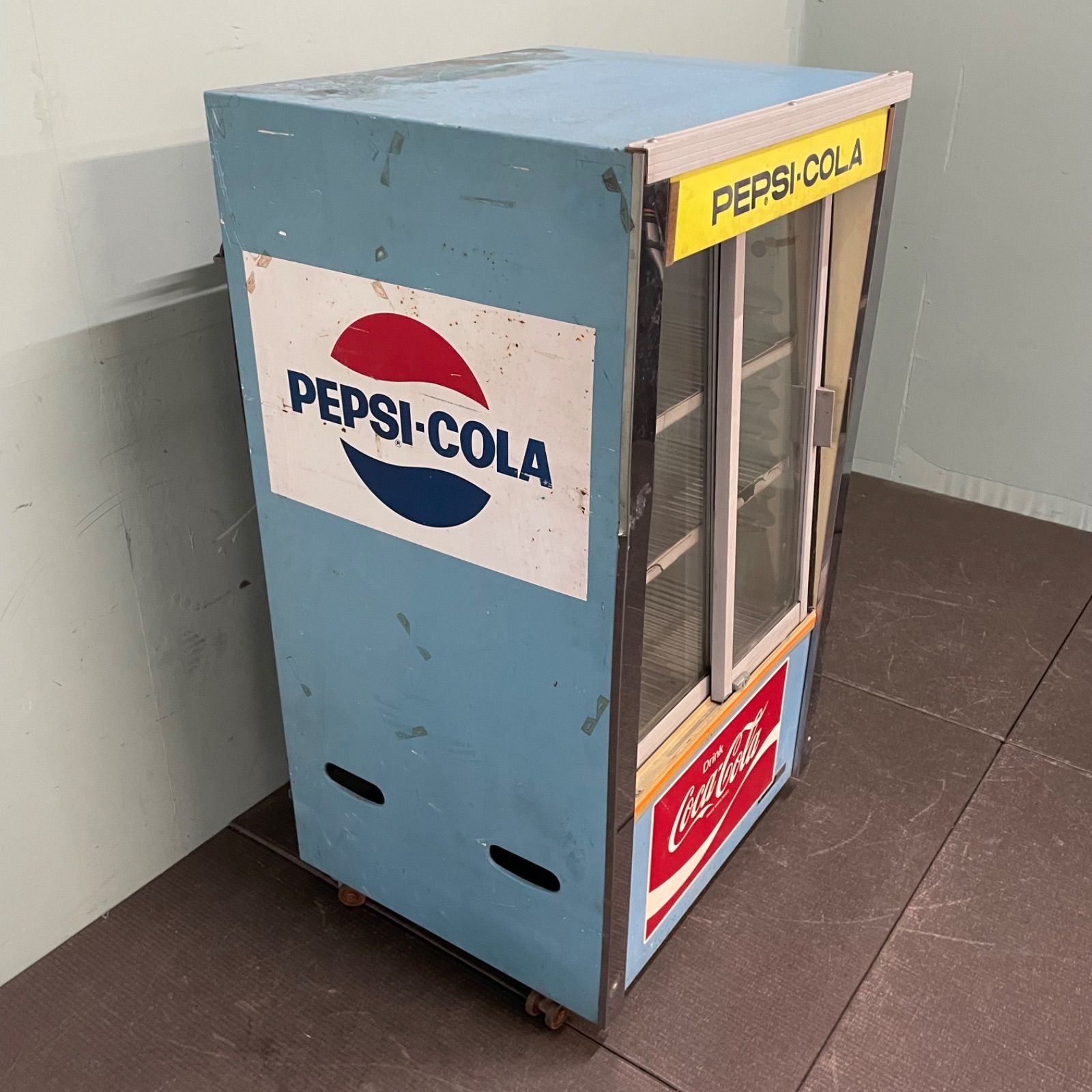 PEPSI レトロ 冷蔵ショーケース 本体　コカコーラ　ペプシ　冷蔵庫 ♭ 業務用 日立 冷蔵ショーケース PEPSI COLA Coca-Cola アンティーク