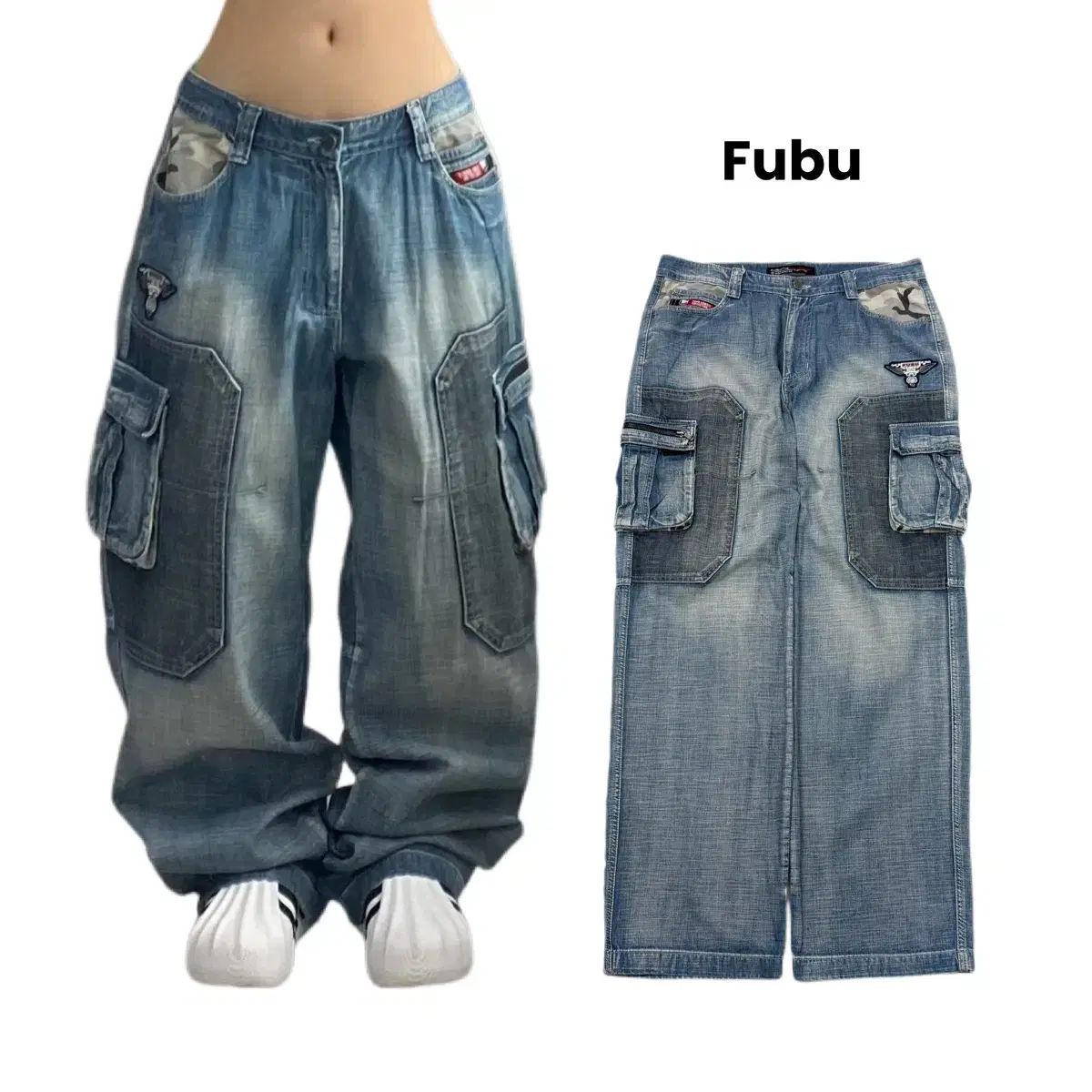 2025，HOT FUBU フブ Y2K ヒップホップ ウォッシュ ワイド デニム 