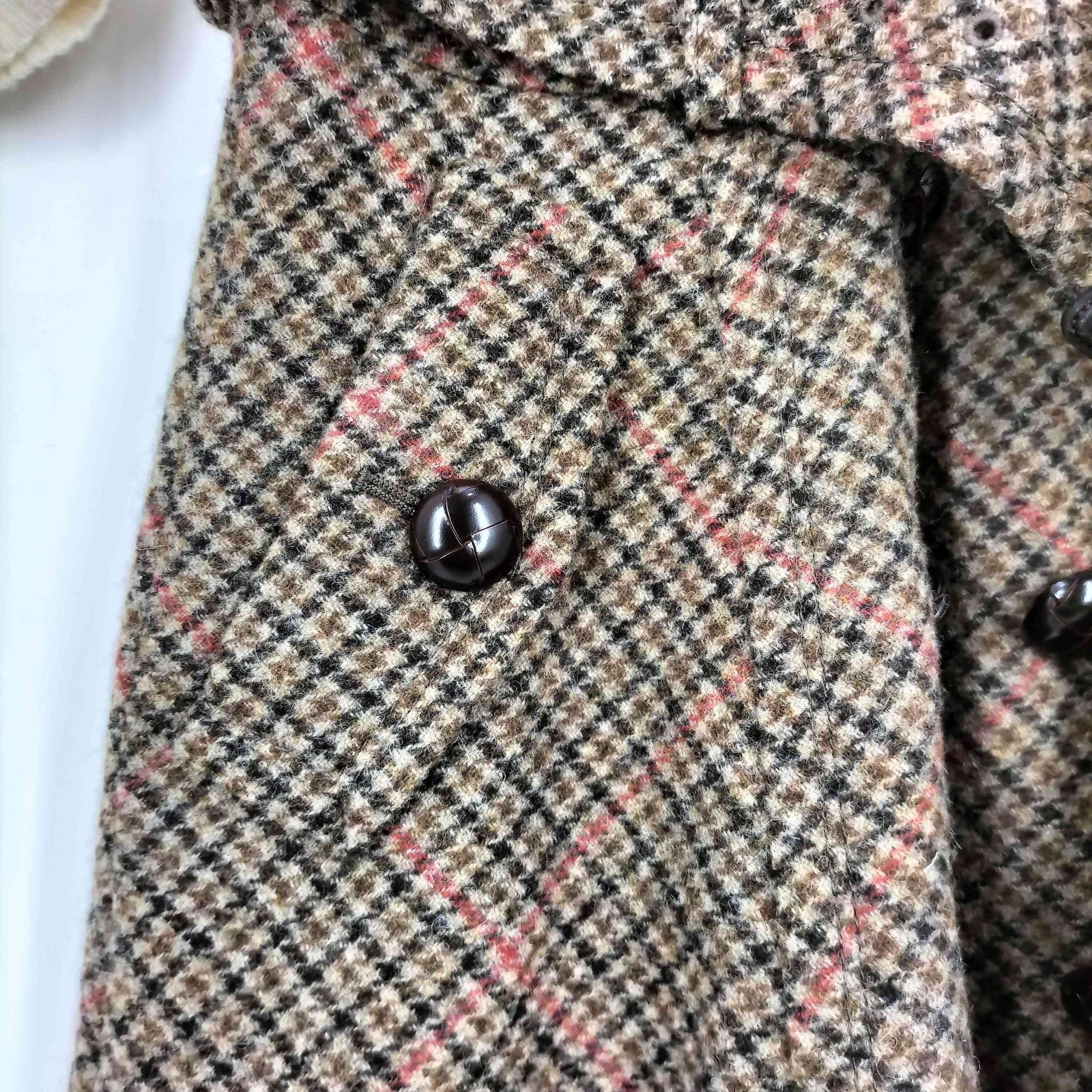 バーバリーブルーレーベル⁂リブニット切替ワンピース　ホース刺繍　クルミボタン　M バーバリーブルーレーベル BURBERRY BLUE LABEL ホース刺繍 クルミ