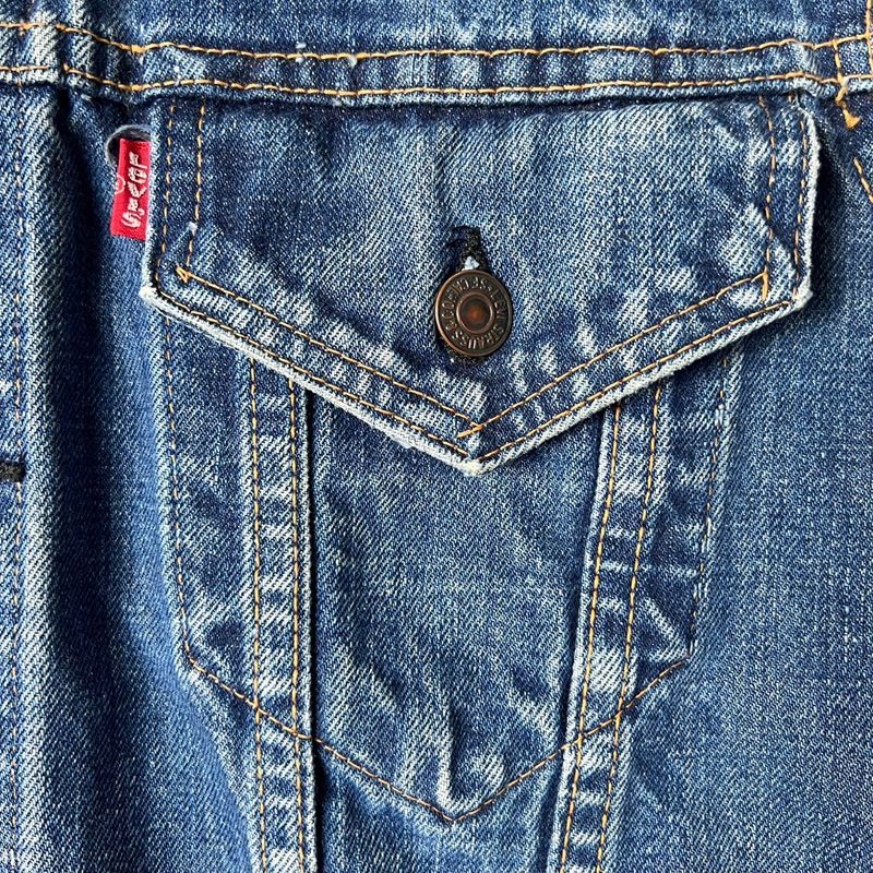 70s〜 USA製 リーバイス 70505e インディゴデニム トラッカーベスト 70s Levis 70505 デニム カットオフ ベスト / 70年代 アメリカ製
