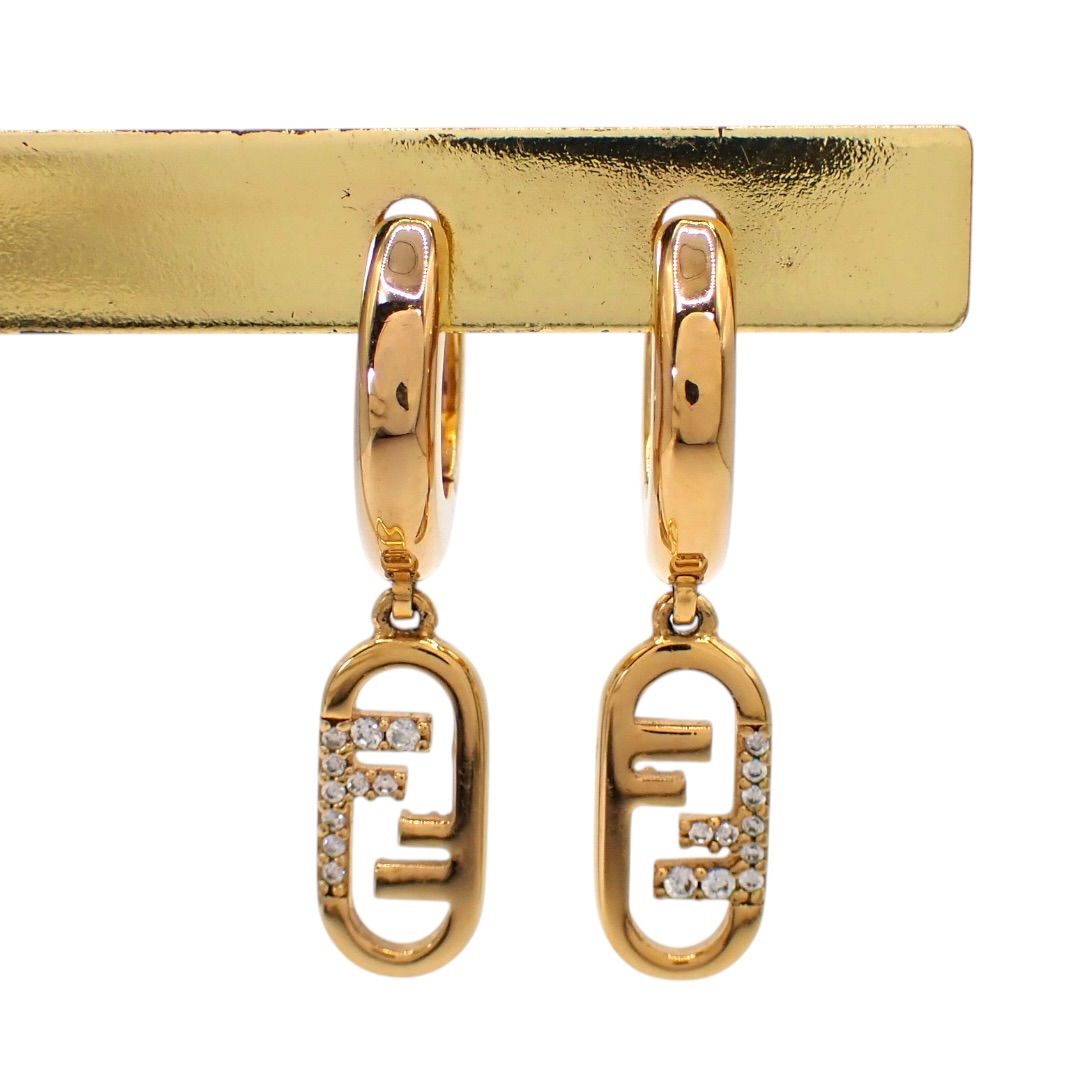 Fendi フェンディ オーロック ピアス ラインストーン ゴールド 