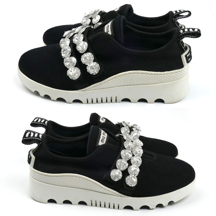 MIU MIU ビジュー付 スニーカー ブラック　サイズ36 MIUMIU ミュウミュウ ビジュー付き 厚底スニーカー スニーカー