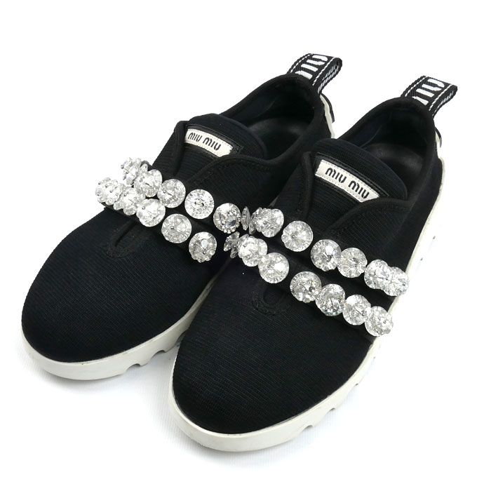 MIU MIU ビジュー付 スニーカー ブラック　サイズ36 MIUMIU ミュウミュウ ビジュー付き 厚底スニーカー スニーカー