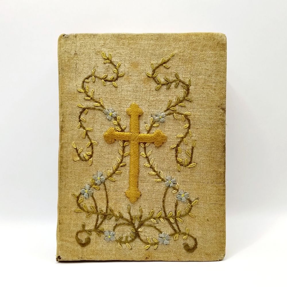 アンティーク 素敵な装丁の小さな祈祷書 ベルベット 十字架☆クロス 聖書☆洋書 アンティーク 素敵な装丁の小さな祈祷書 ベルベット 十字架☆クロス