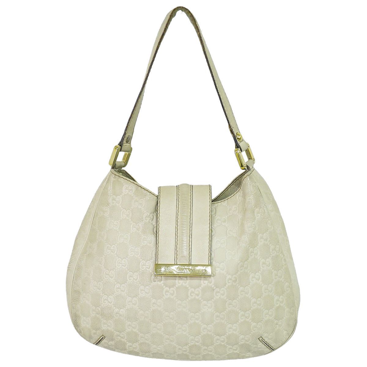 本物 グッチ GUCCI グッチシマ レザー ショルダーバッグ ホワイト 