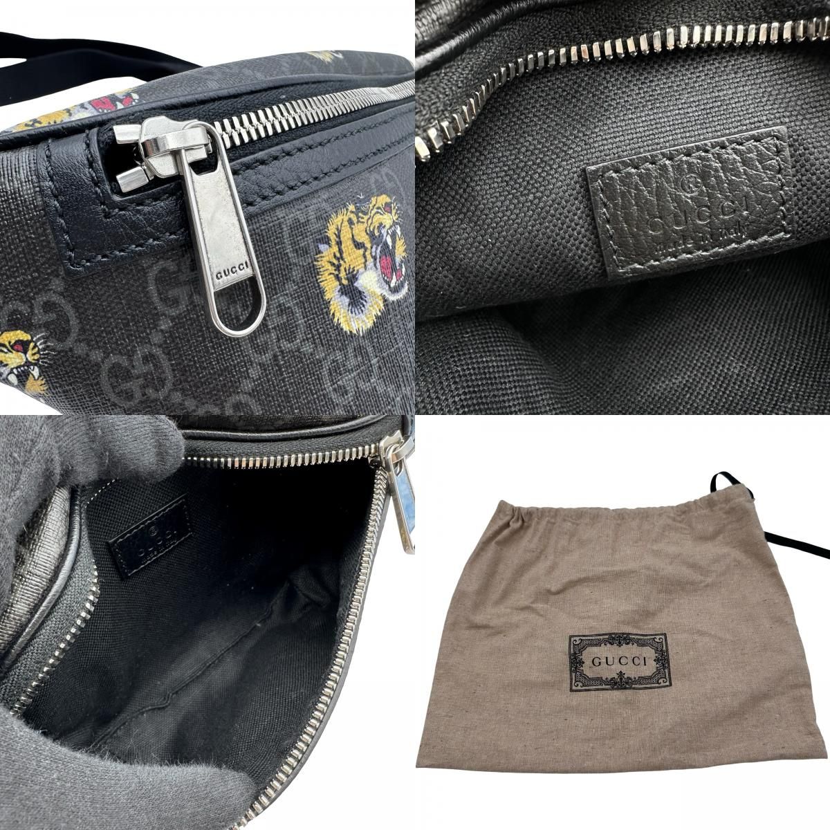 グッチ GUCCI GGスプリーム タイガーボディバッグ 675181 ブラック GG グッチ GUCCI GGスプリーム タイガーボディバッグ 675181 ブラック GG