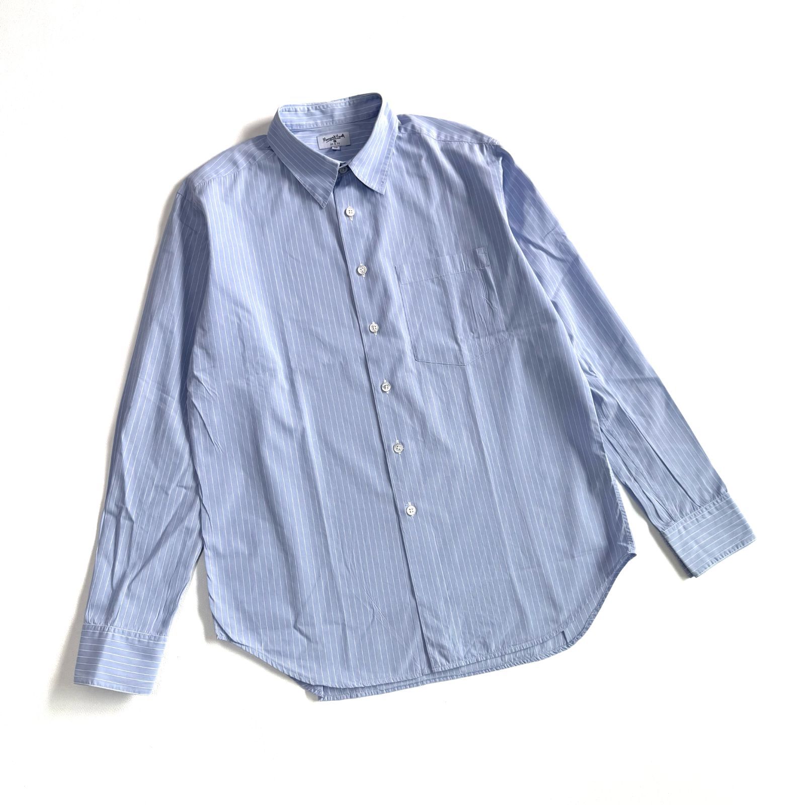 MARGARET HOWELL MEN ストライプシャツ メンズ コットン 長袖 ブルー系