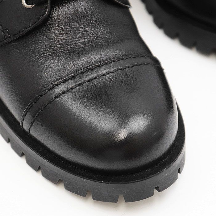 SALE】PRADA プラダ ブーツ ロゴ サイドジップ トゥキャップ レース
