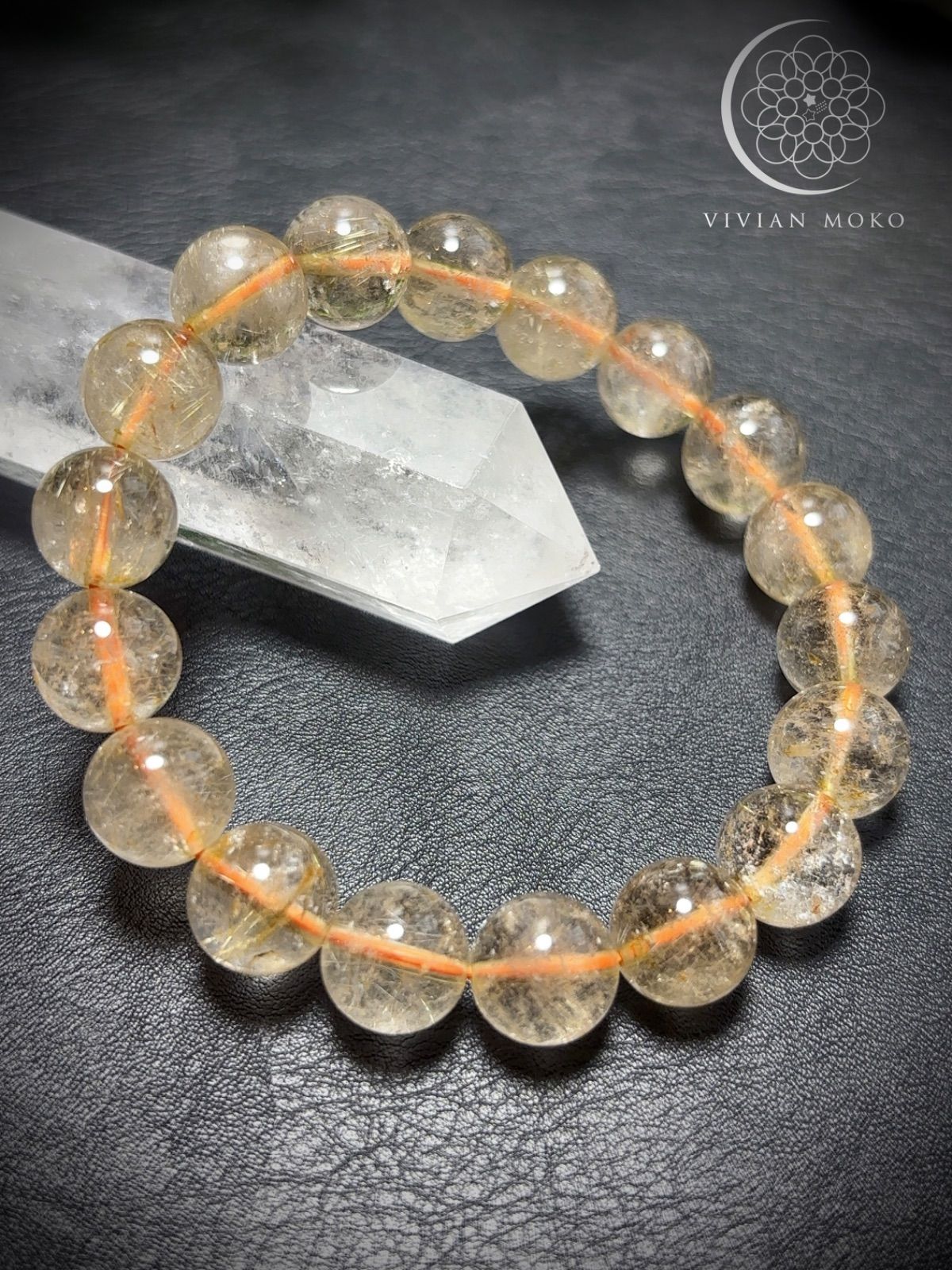 ?天然石✨️大玉✨️ ゴールドルチルクォーツ ブレスレット （高 