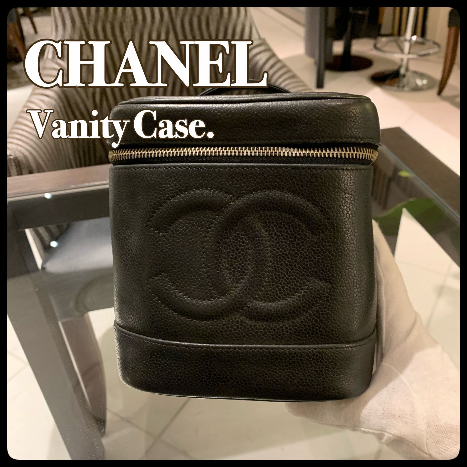 ◎本物 美品 CHANEL バニティバッグ キャビアスキン ココマーク 