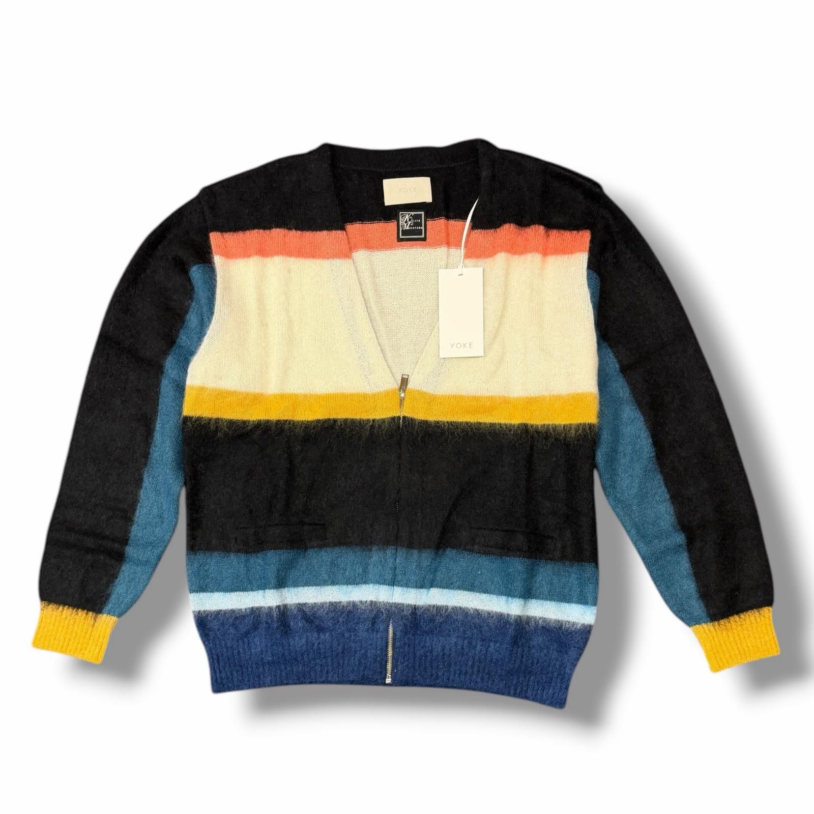 参考上代60500円 未使用 YOKE 24AW MOHAIR BORDER V-NECK ZIP CARDIGAN モヘヤボーダージップカーディガン ニット ケイタマルヤマ30周年 ヨーク YK24FW0884S-KM ブラック 3 （11398M） 参考上代60500円 未使用 YOKE 24AW MOHAIR BORDER V-NECK ZIP CARDIGAN