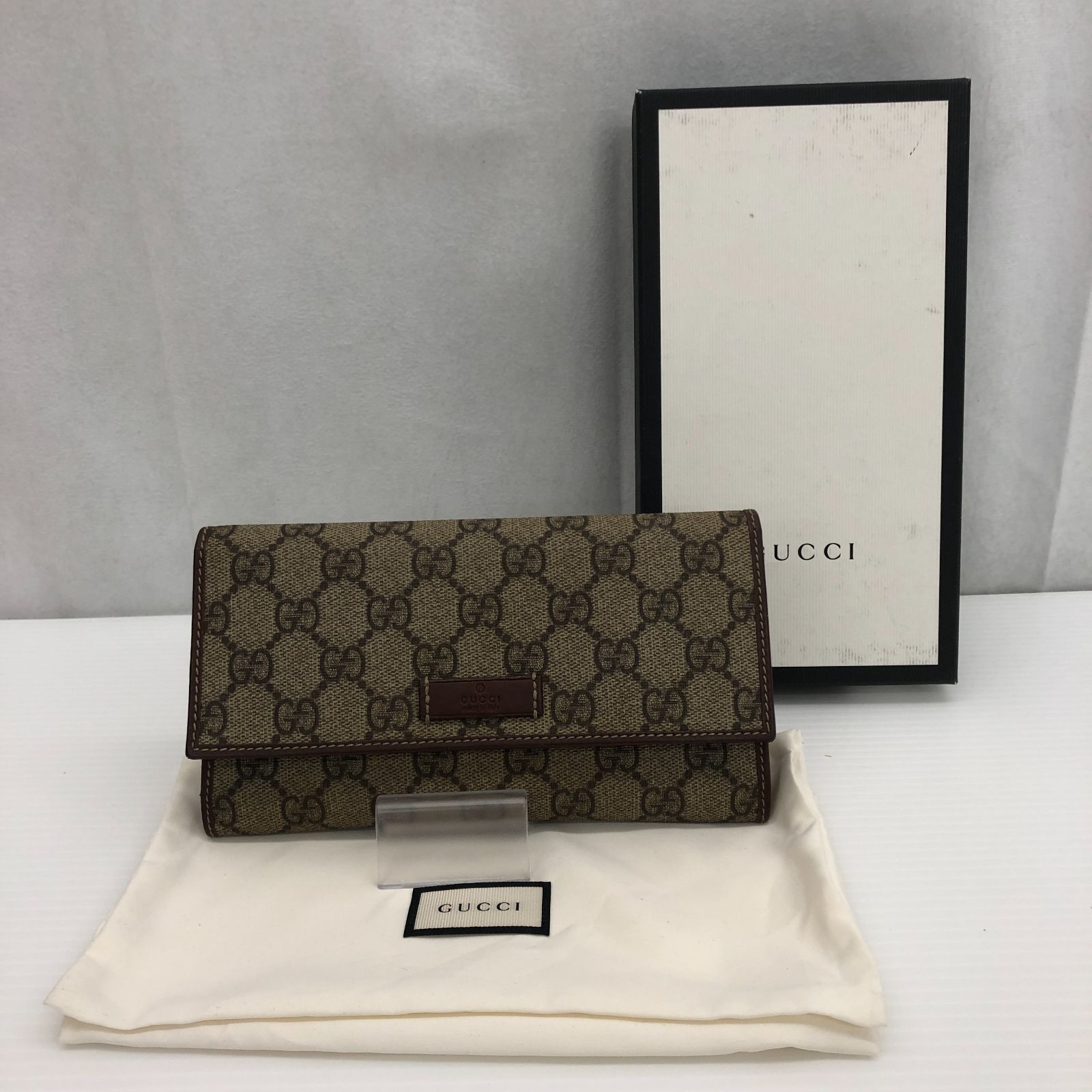 GUCCI グッチ GGスプリーム キャンバス レザー2つ折り 長財布 203573 