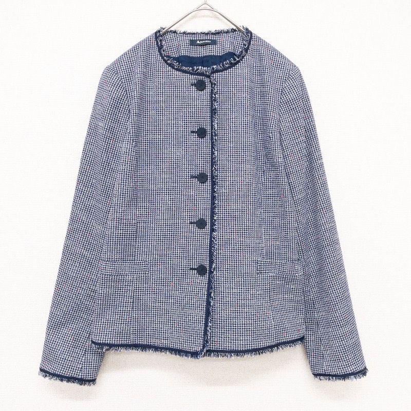 ◎Aquascutum アクアスキュータム ノーカラージャケット ツイード 