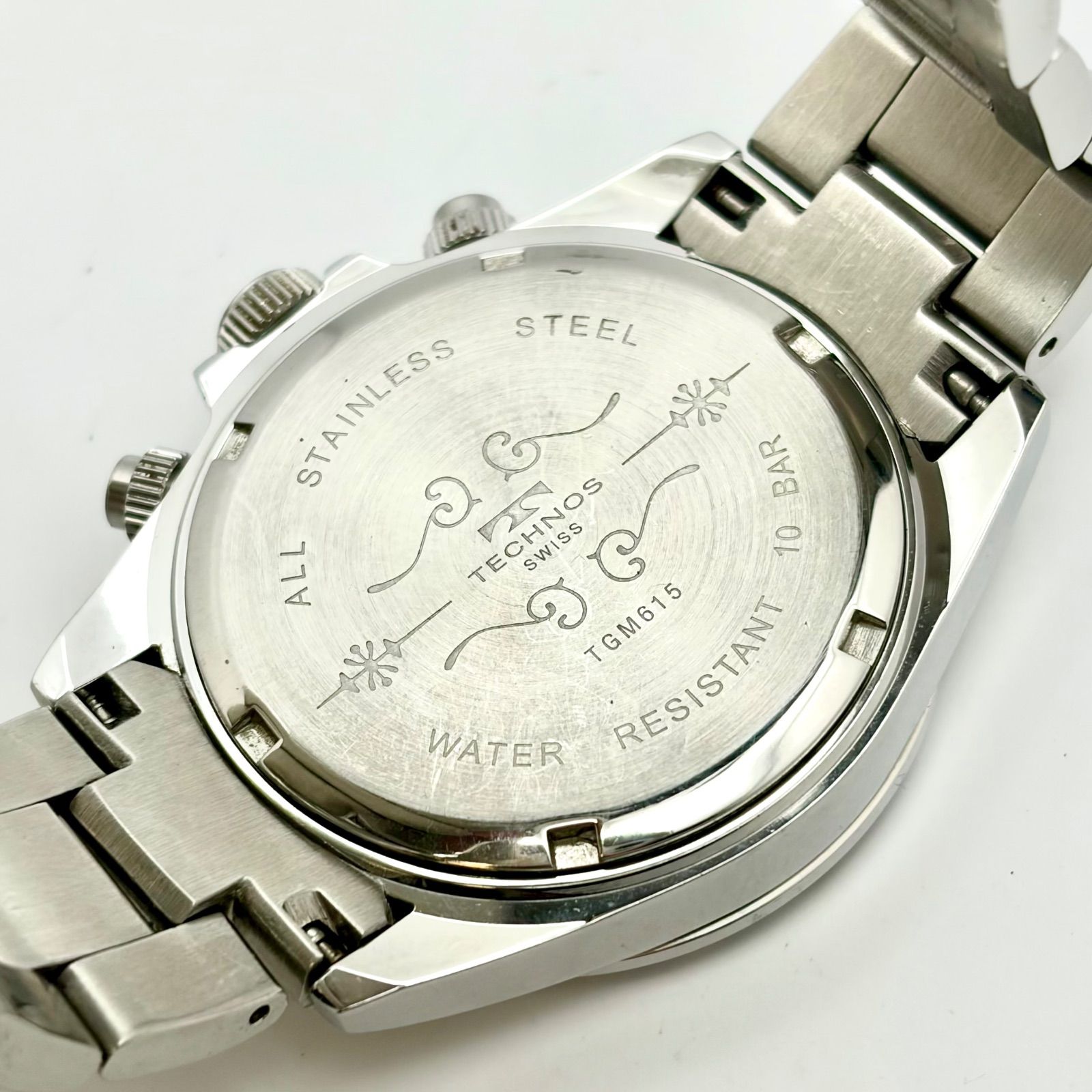 新品電池】TECHNOS テクノス メンズ 腕時計 クロノグラフ シルバー 