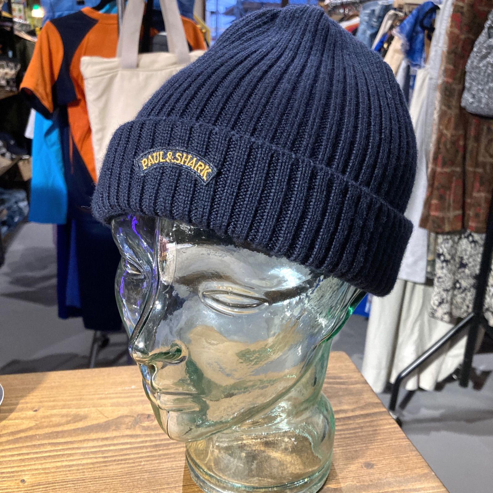 MP261) Paul＆Shark Beanie ネイビー 中古 現状品 / ポールアンド 